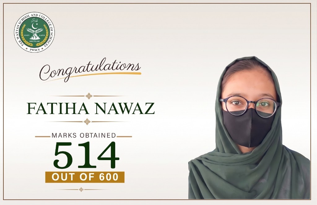 F.Sc-I outstanding student — 514 marks out of 600