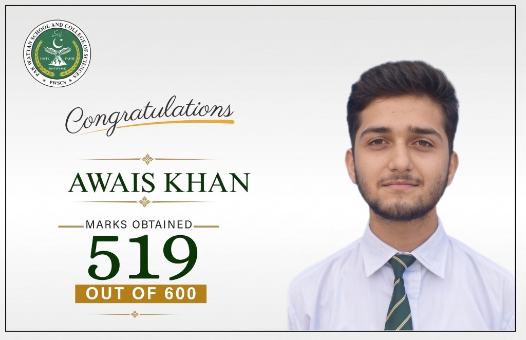 F.Sc-I outstanding student — 519 marks out of 600