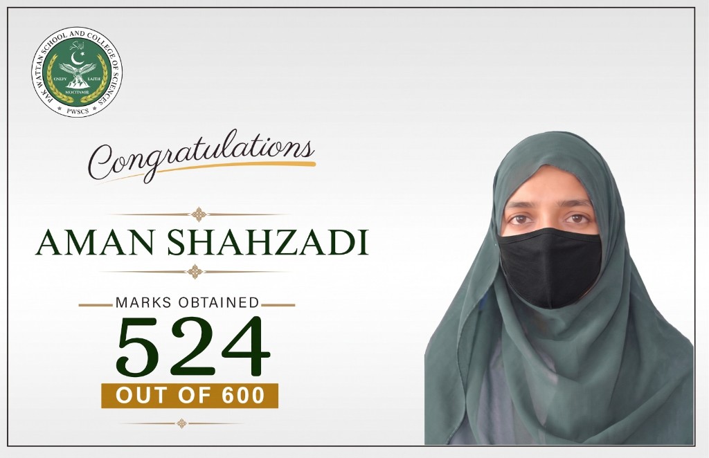 F.Sc-I outstanding student — 524 marks out of 600