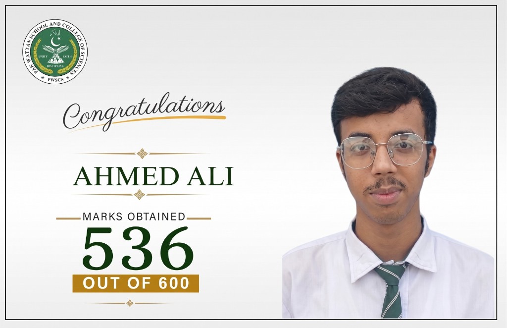 F.Sc-I outstanding student — 536 marks out of 600
