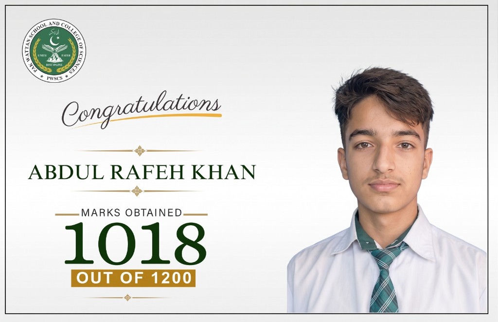 F.Sc-II outstanding student — 1018 marks out of 1200