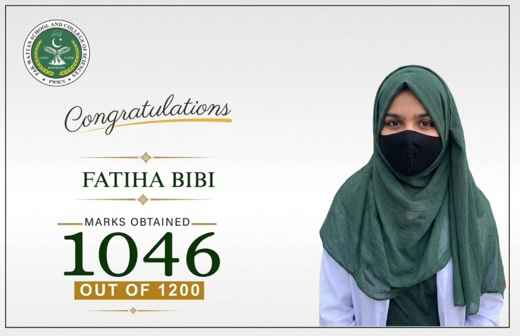 F.Sc-II outstanding student — 1046 marks out of 1200