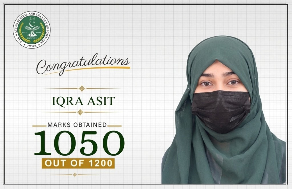 F.Sc-II outstanding student — 1050 marks out of 1200