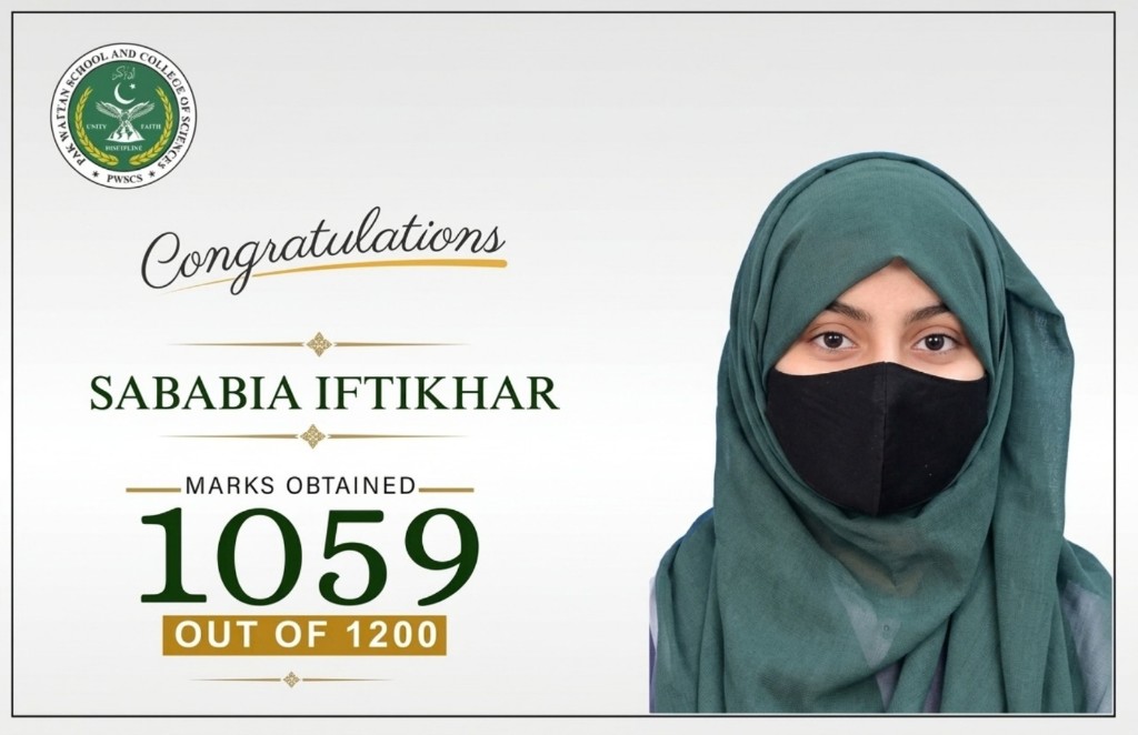 F.Sc-II outstanding student — 1059 marks out of 1200
