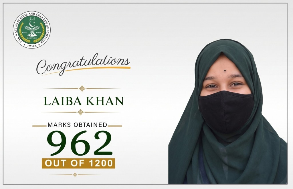F.Sc-II outstanding student — 962 marks out of 1200